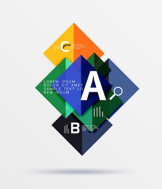 Plantilla cuadrada y triangular geométrica Fondo de plantilla vectorial para opciones de número de diagrama de diseño de flujo de trabajo o diseño web