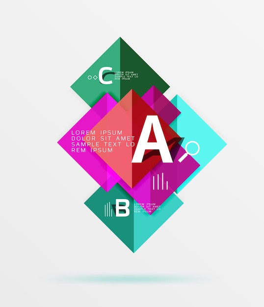 Plantilla cuadrada y triangular geométrica Fondo de plantilla vectorial para opciones de número de diagrama de diseño de flujo de trabajo o diseño web