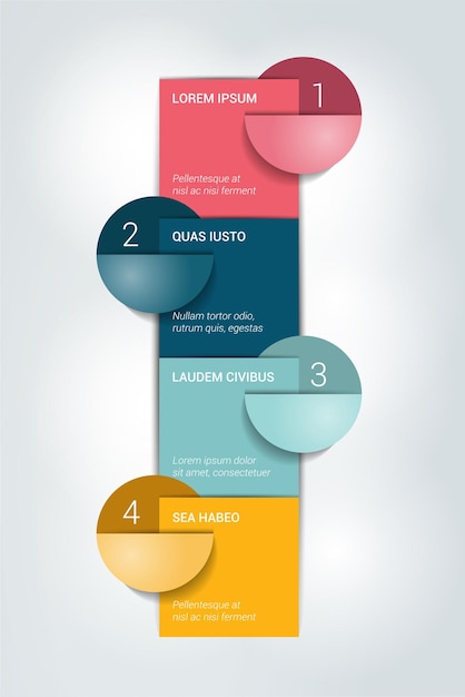 Plantilla de cuatro pasos gráfico numerado elemento infográfico