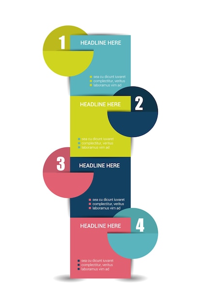 Plantilla de cuatro pasos gráfico numerado elemento infográfico