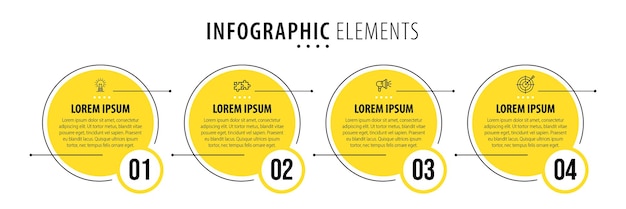 Plantilla de cuatro pasos de infografía creativa de vector