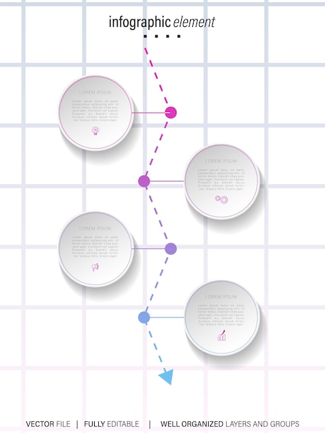 Vector plantilla de cuatro pasos de infografía creativa de vector