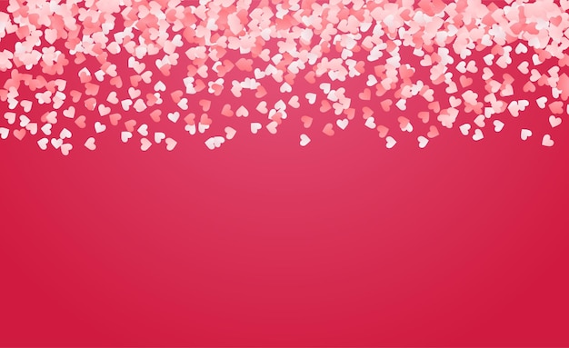 Plantilla de cupón de san valentín con corazones y nubes póster con corazones cortados en papel blanco y rosa