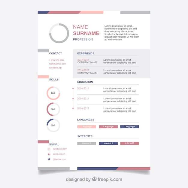 Plantilla de curriculum con estilo minimalista