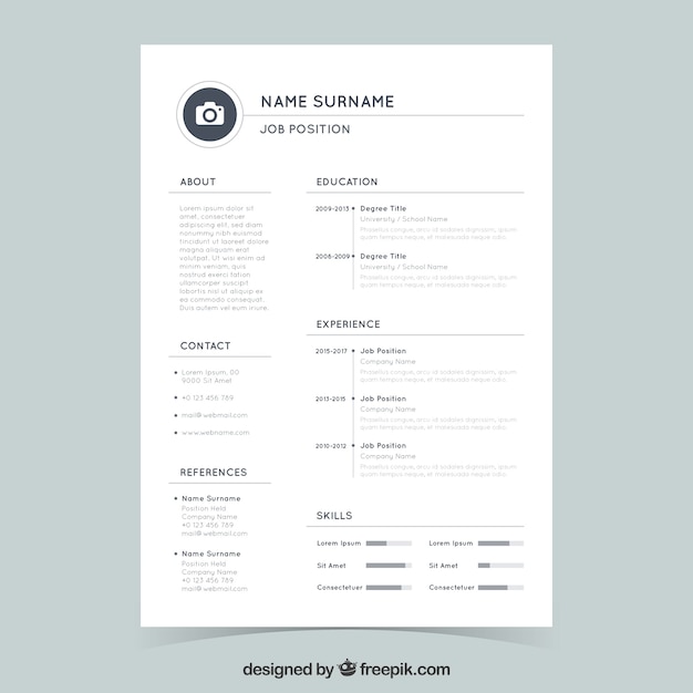 Plantilla de curriculum con estilo minimalista