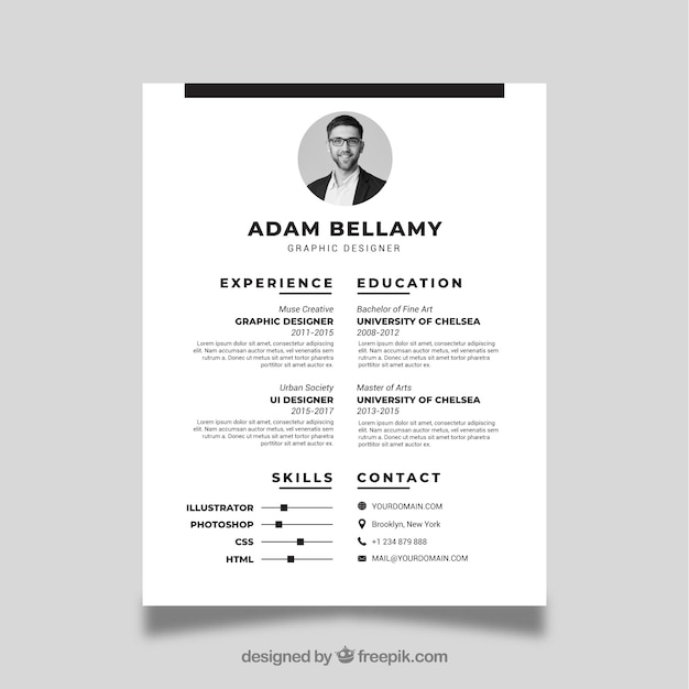 Plantilla de curriculum con estilo minimalista