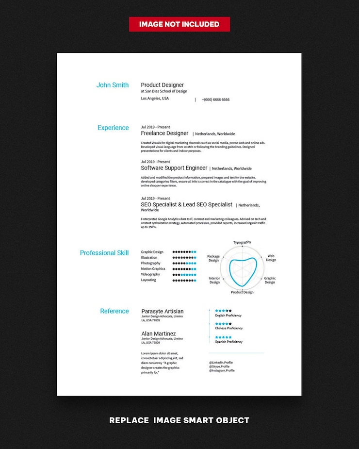 Vector plantilla de currículum minimalista