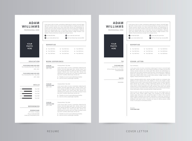 Plantilla de currículum moderno Plantilla de CV y carta de presentación