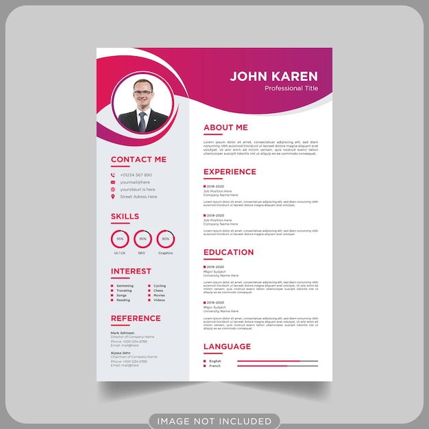 Plantilla de currículum o cv limpio simple