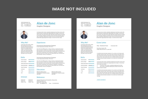 Plantilla de currículum profesional y carta de presentación para diseñadores gráficos