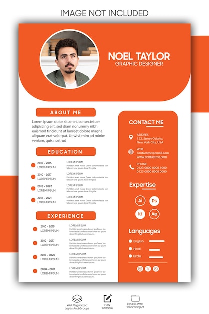 plantilla de currículum profesional de color naranja