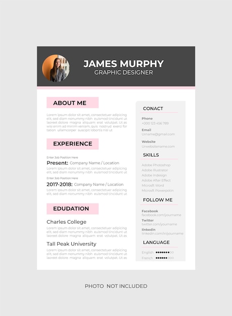 Plantilla de currículum profesional moderno y cv