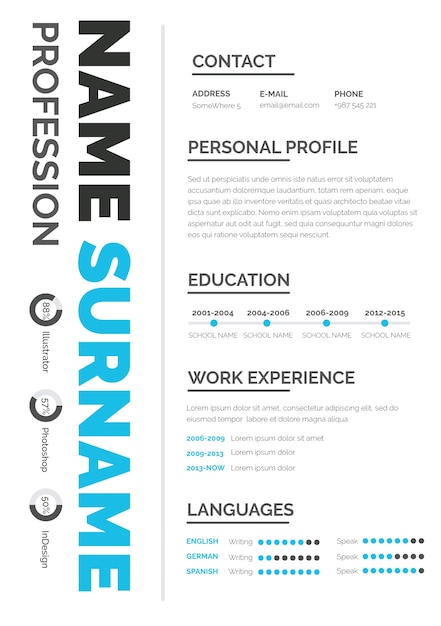 Vector plantilla del curriculum vitae creativo