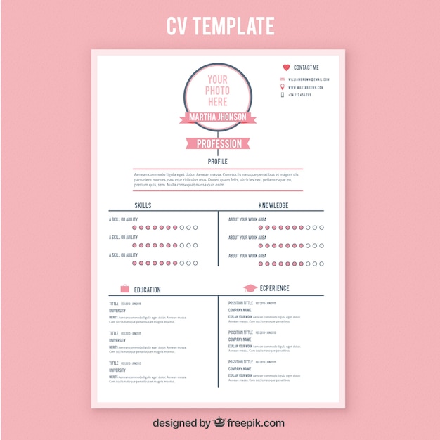 Vector plantilla del curriculum vitae con el estilo de línea de tiempo