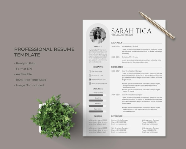 Vector plantilla de curriculum vitae minimalista