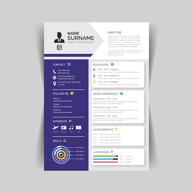 Plantilla de curriculum vitae moderno