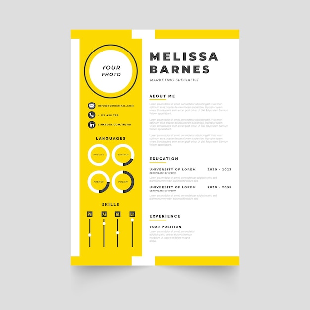 Plantilla de curriculum vitae moderno