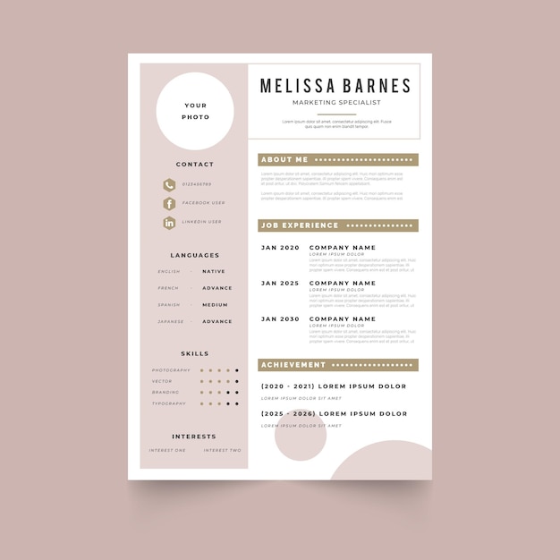 Plantilla de curriculum vitae moderno