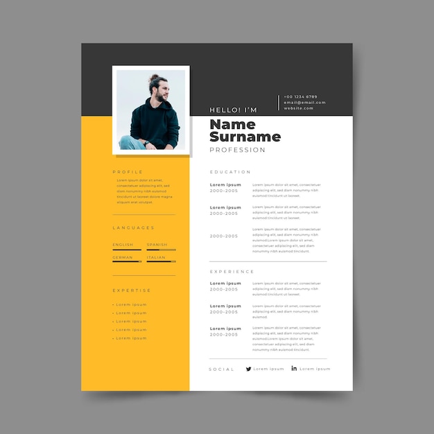 Plantilla de curriculum vitae moderno