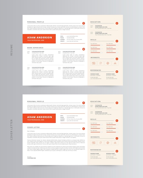 Plantilla de currículum vitae o cv de paisaje moderno