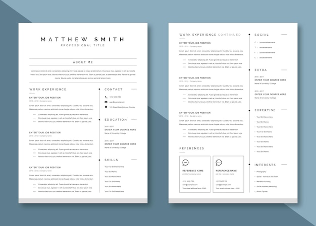 Vector plantilla del curriculum vitae