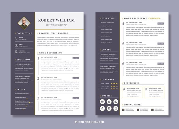 Vector plantilla del curriculum vitae