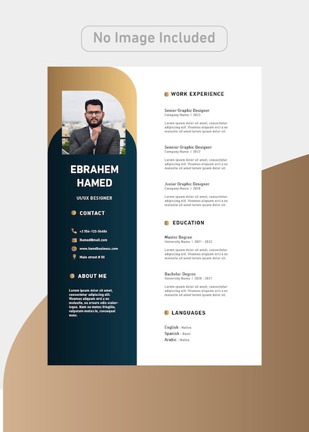 Plantilla de cv de diseñador con colores de lujo