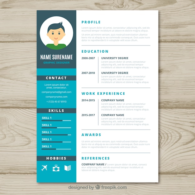 Vector plantilla de cv de diseñador gráfico