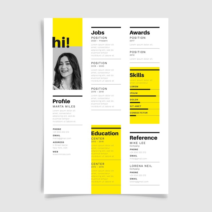 Plantilla de CV minimalista con foto