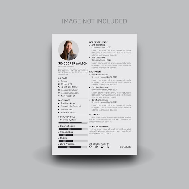Plantilla de cv minimalista de vector libre