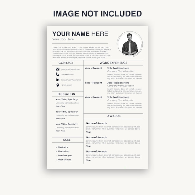 plantilla de cv minimalista de vector