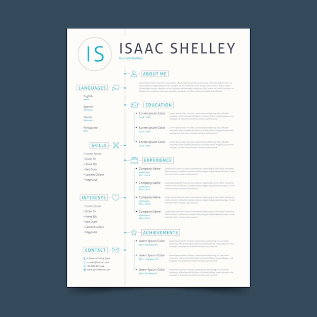 Vector plantilla para cv minimalista