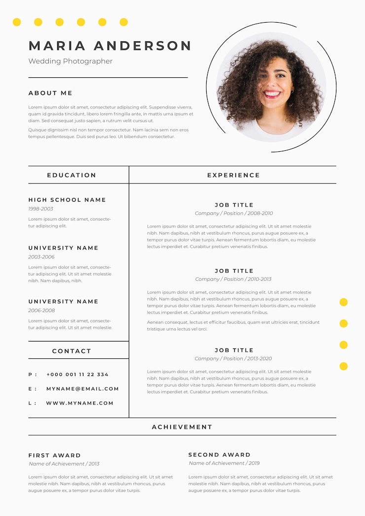 Vector plantilla cv minimalista