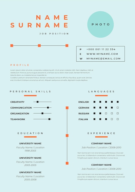 Plantilla de cv minimalista