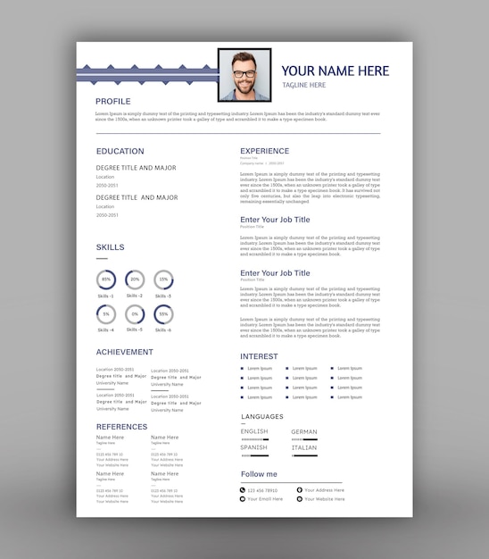 Vector plantilla cv minimalista