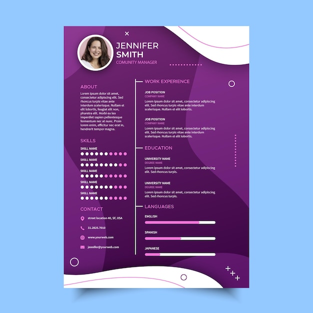 Vector plantilla de cv online para servicios empresariales