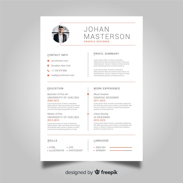 Vector plantilla de cv profesional