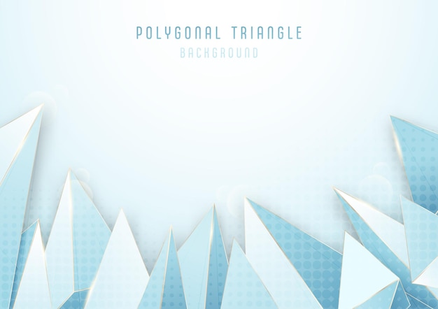 Plantilla decorativa de diseño de ilustraciones de triángulos azules modernos abstractos Diseño superpuesto con fondo de rayas de líneas doradas Vector de ilustración