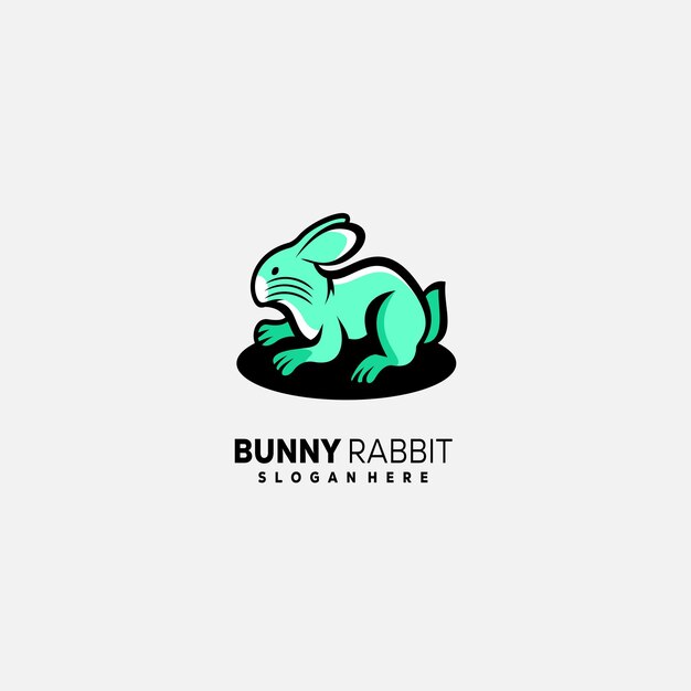 Vector plantilla de degradado de diseño de logotipo de mascota de conejo