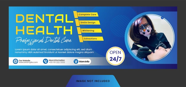 Plantilla dental de portada de facebook o salud médica para vector de banner de redes sociales