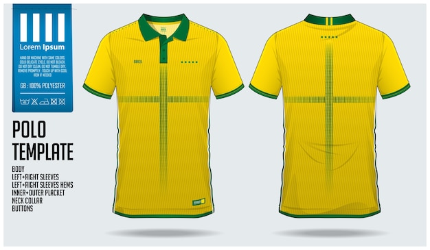 Plantilla de deporte de camiseta de fútbol brasil team team