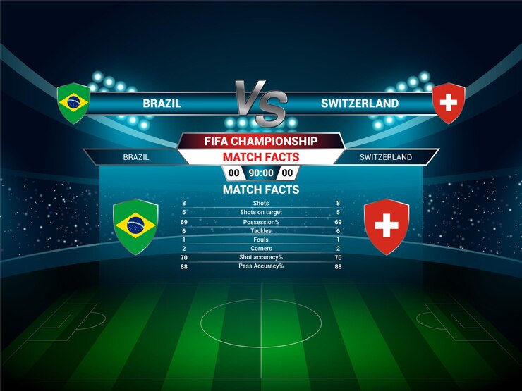 Plantilla de detalles del resultado del partido Brasil VS Suiza Copa Mundial de la FIFA 2022