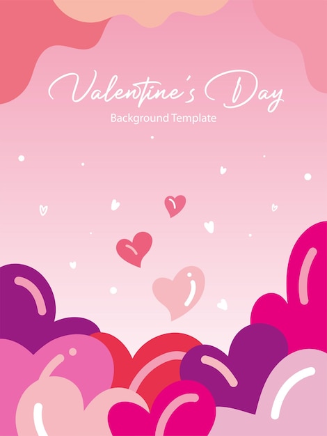 plantilla de día de San Valentín con una combinación de varios colores corazones