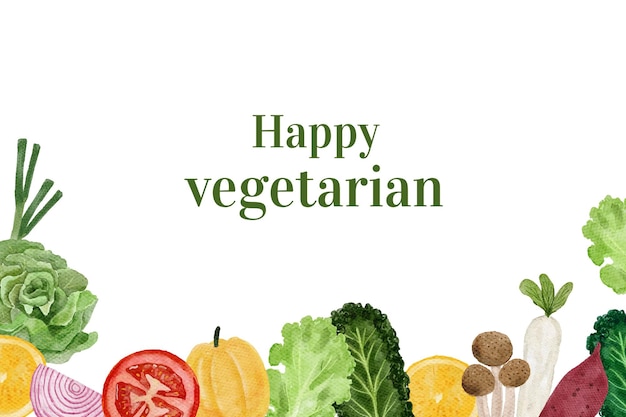 Plantilla de día vegetariano de fondo de verduras en acuarela