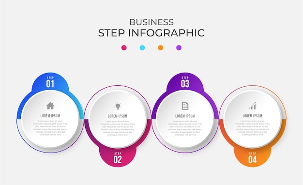 Plantilla de diagrama de flujo de elementos de diseño infográfico de pasos de negocio