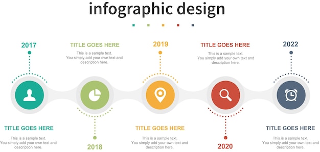 Vector plantilla de diagrama de flujo de elementos de diseño de línea de tiempo de infografía