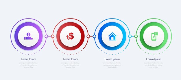 Plantilla de diagrama de flujo de infografía vectorial con iconos y 4 opciones o pasos