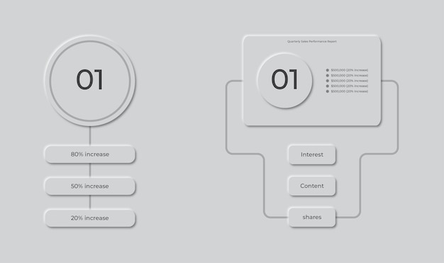 plantilla de diagrama infográfico neumórfico