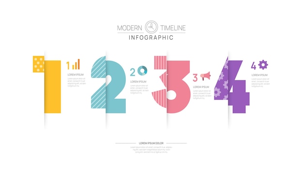 Plantilla de diagrama de línea de tiempo de infografía para negocios 4 pasos hoja de ruta moderna con temas circulares para presentaciones de diagramas de flujo de infografía vectorial