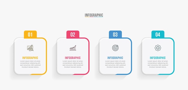 plantilla de diagrama de planificación y estrategia de negocios en cuatro pasos